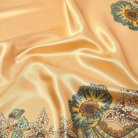 35 Inch Silk Head Scarf 2 Pcs Cashew(yellow+green) - Picture 6 of 7